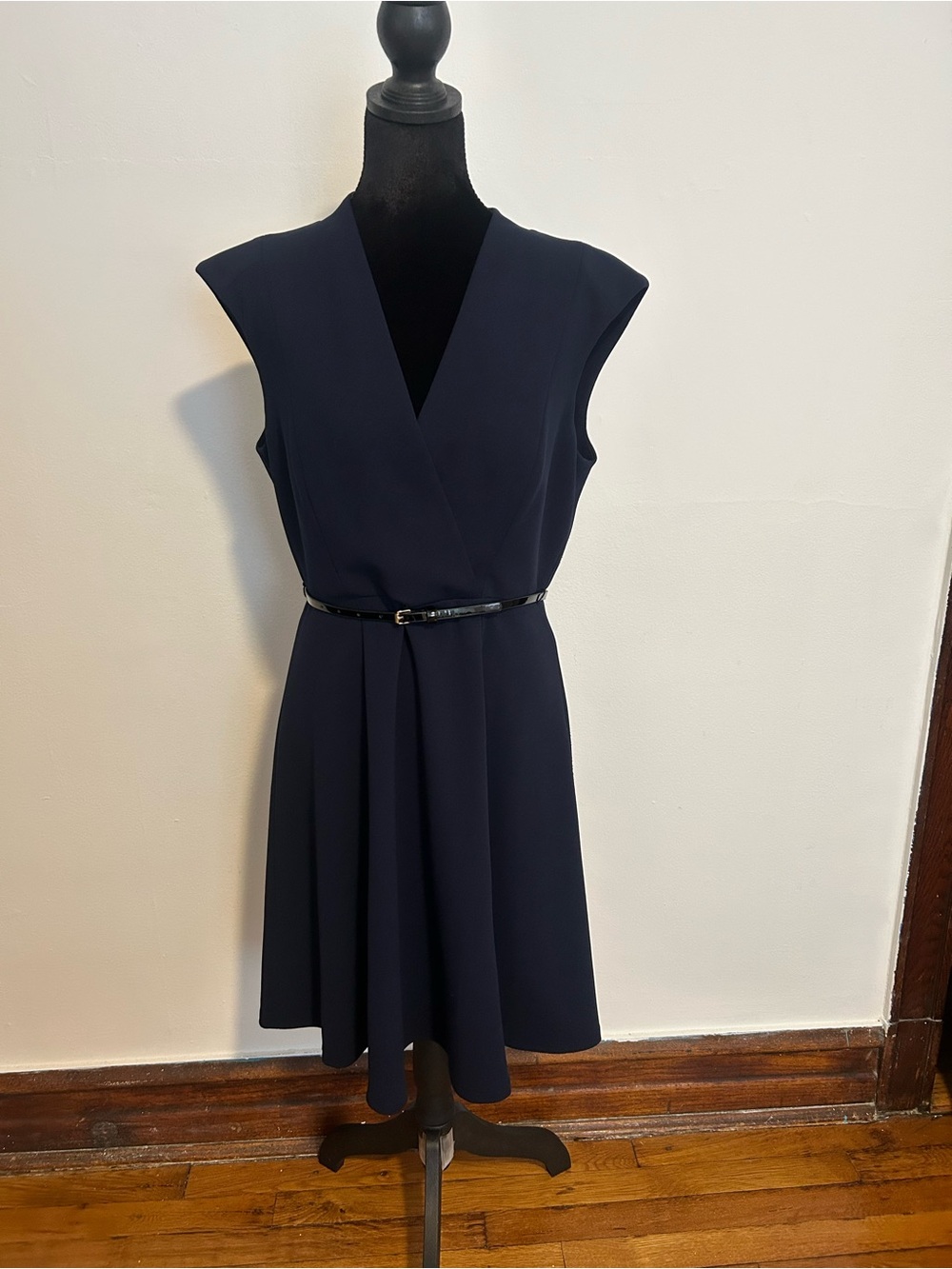 Calvin Klein Navy Dress with Slim Belt. Size 4